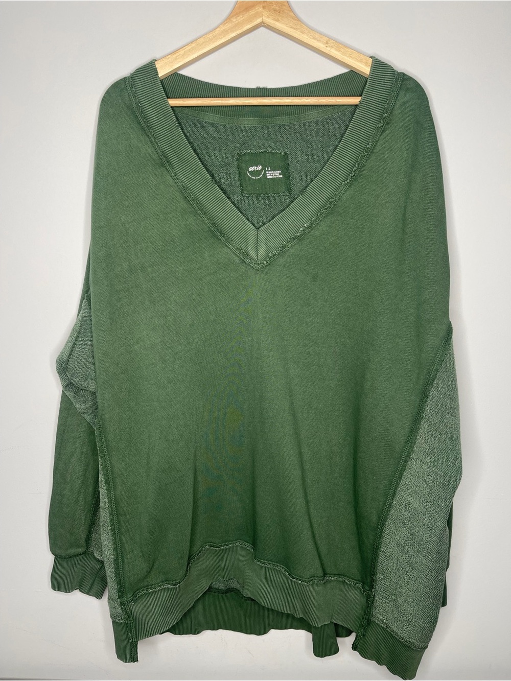 aerie oversized‎ Green V-Neck Women's Sweater sweatshirt large
